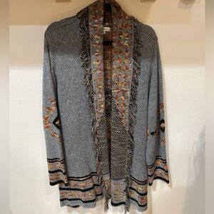 Margeaux & Ellie Gray native pattern cardigan sweater, size 3X